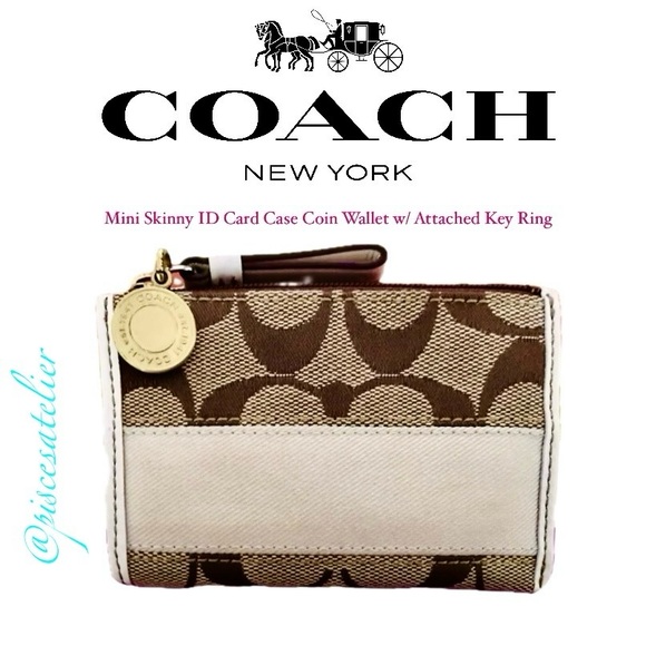 Coach Vintage Mini Skinny ID Card Case Coin Wallet w/ Attached Key Ring & Duster - Picture 3 of 11